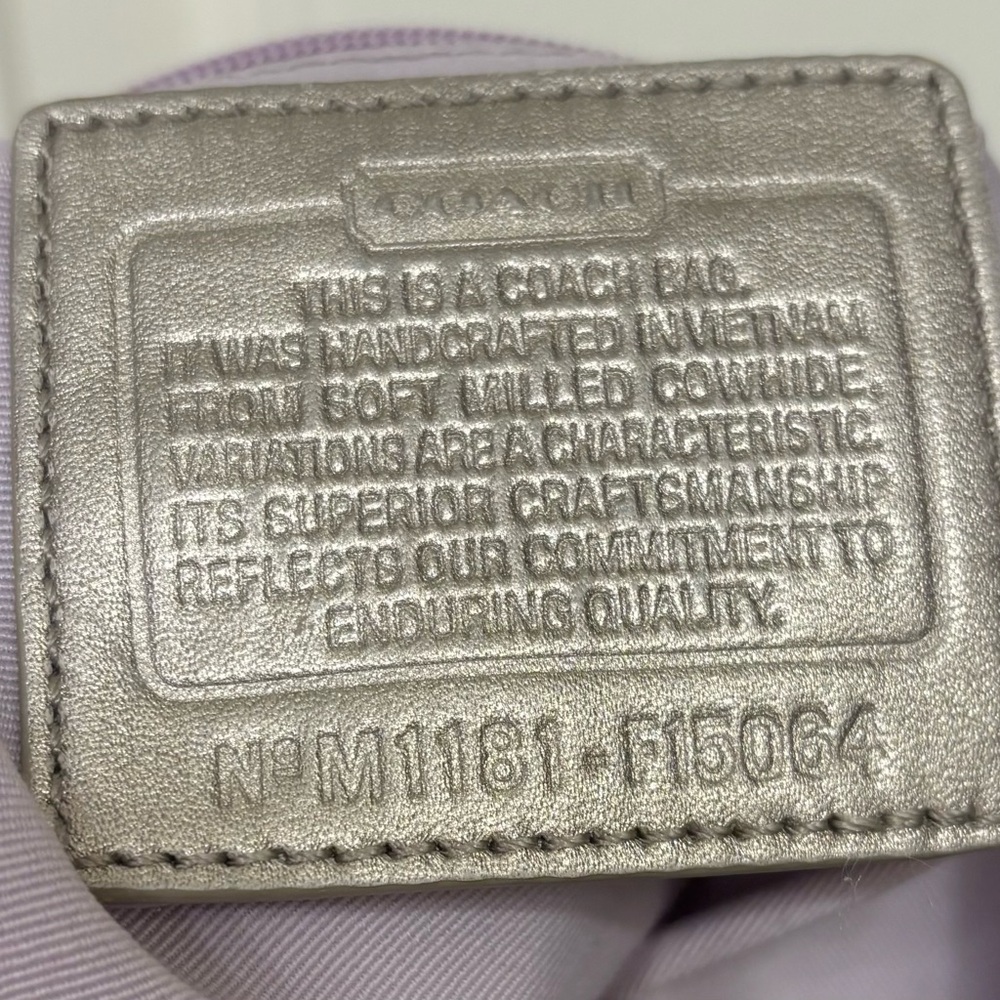 Coach silver metallic pebbled leather 2-way duffle - Picture 10 of 11